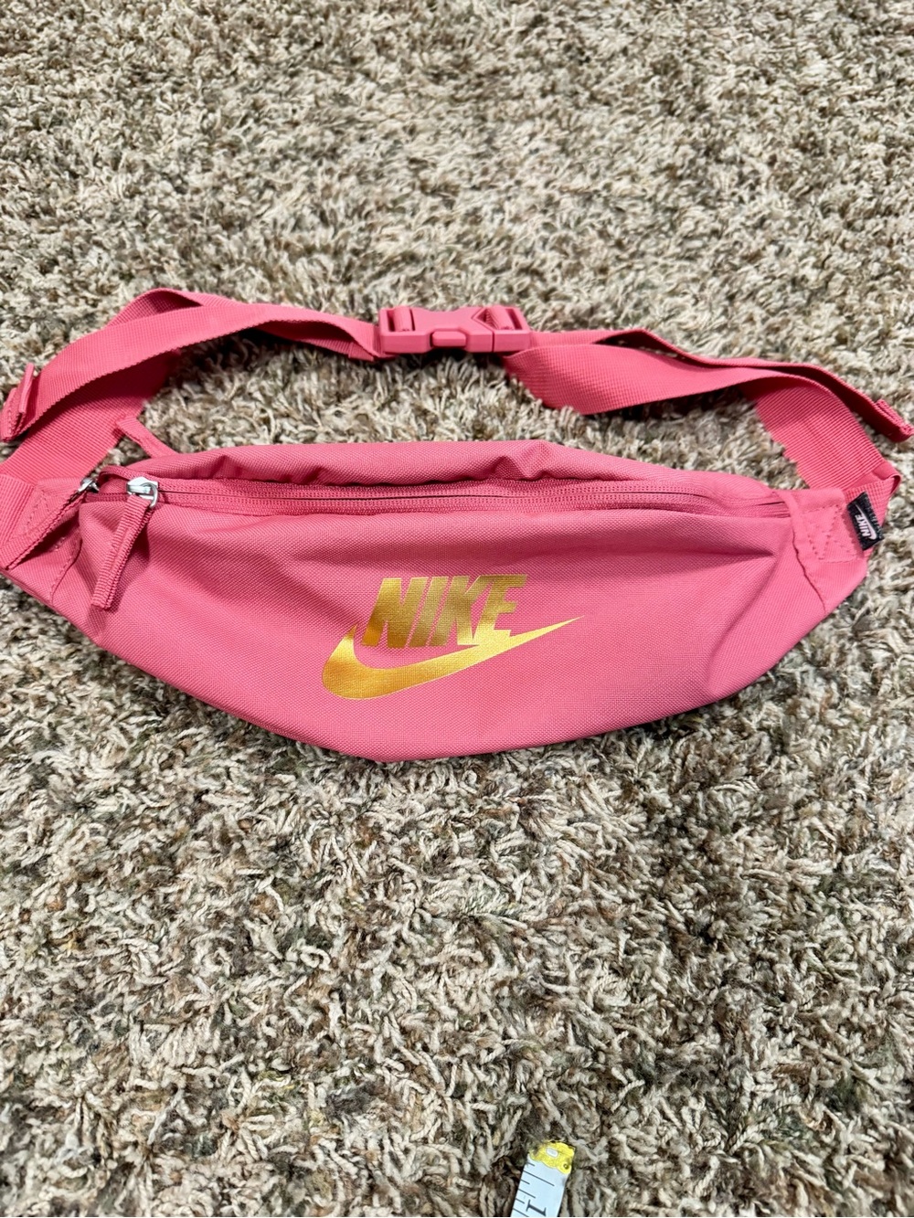 Nike Heritage Waistpack- Fanny pack- Coral Pink/ Desert Berry With Gold Logo